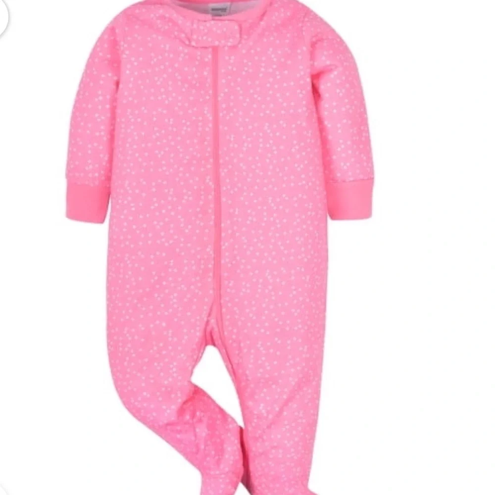 4-Pk Girls' Printed and Solid Footed Oneies One-Piece Sleepers  Sz 6-9month